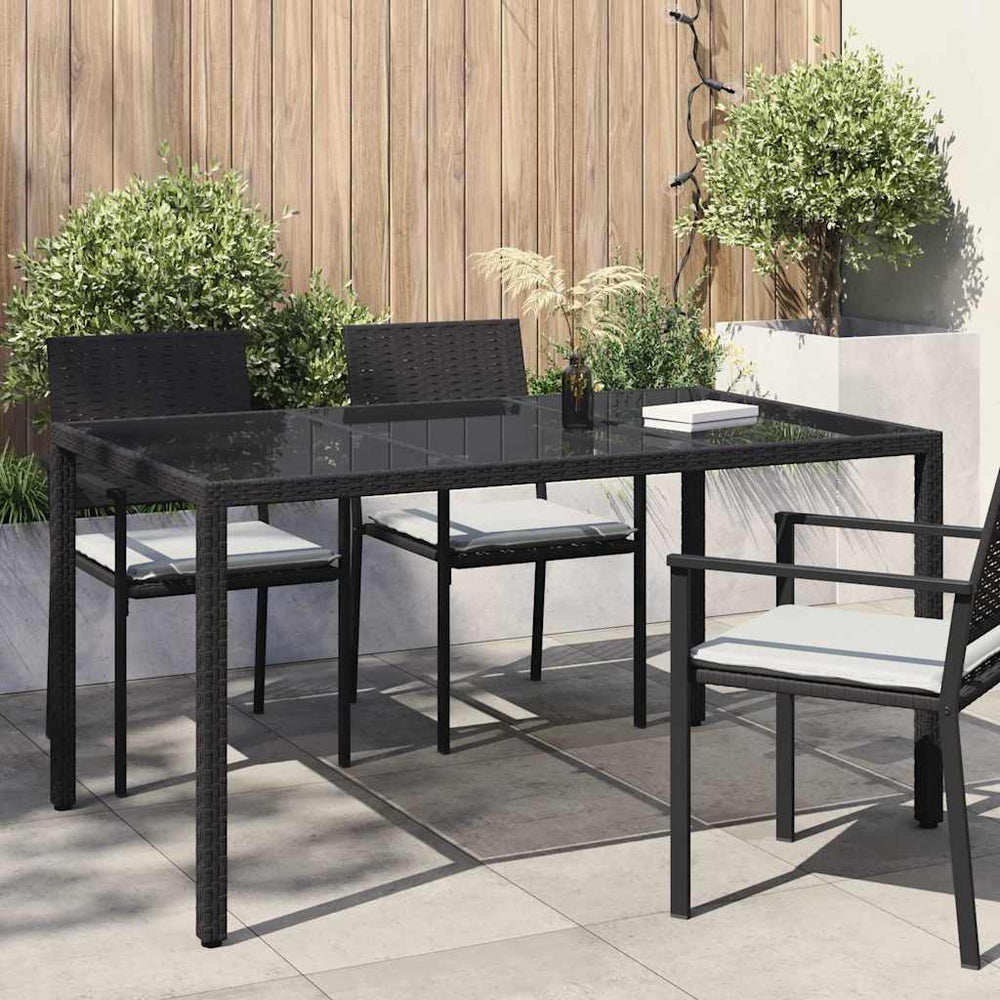 Schwarzer Gartentisch Poly-Rattan 150x90 cm