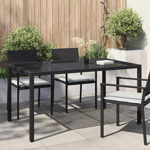 Schwarzer Gartentisch Poly-Rattan 150x90 cm