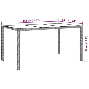 Schwarzer Gartentisch Poly-Rattan 150x90 cm
