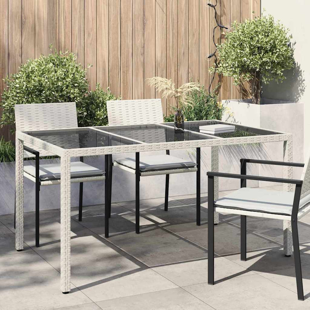 Gartentisch Weiß Poly-Rattan 150x90 cm