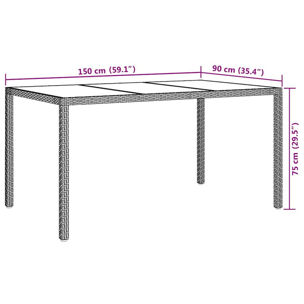 Gartentisch Weiß Poly-Rattan 150x90 cm