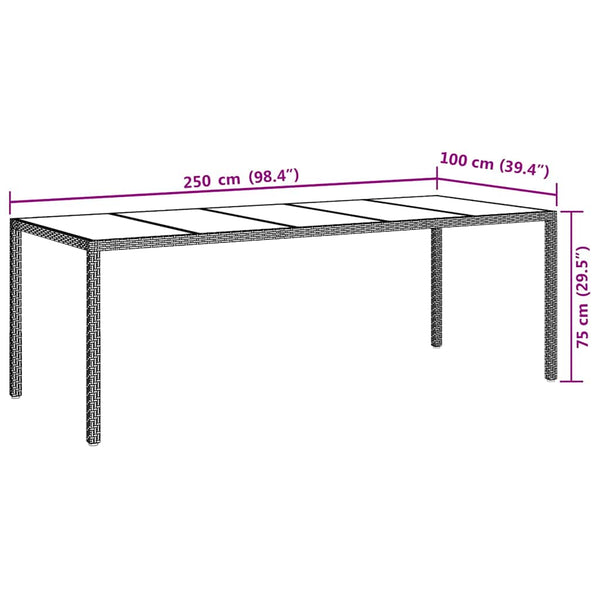 Schwarzer Poly-Rattan Gartentisch 250 cm