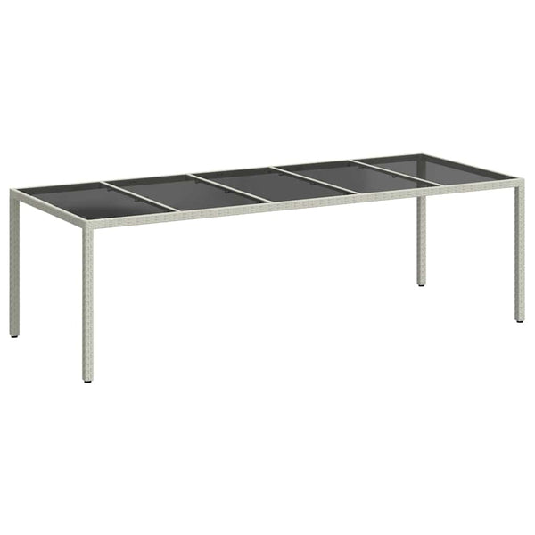 vidaXL Garden Table White 250x100x75 cm Poly Rattan and Tempered Glass