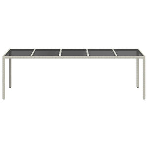 vidaXL Garden Table White 250x100x75 cm Poly Rattan and Tempered Glass