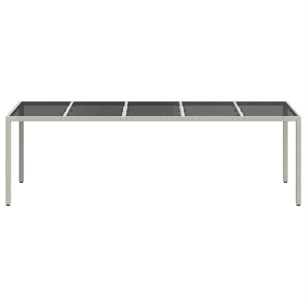 vidaXL Garden Table White 250x100x75 cm Poly Rattan and Tempered Glass