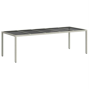 vidaXL Garden Table White 250x100x75 cm Poly Rattan and Tempered Glass