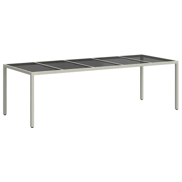 vidaXL Garden Table White 250x100x75 cm Poly Rattan and Tempered Glass