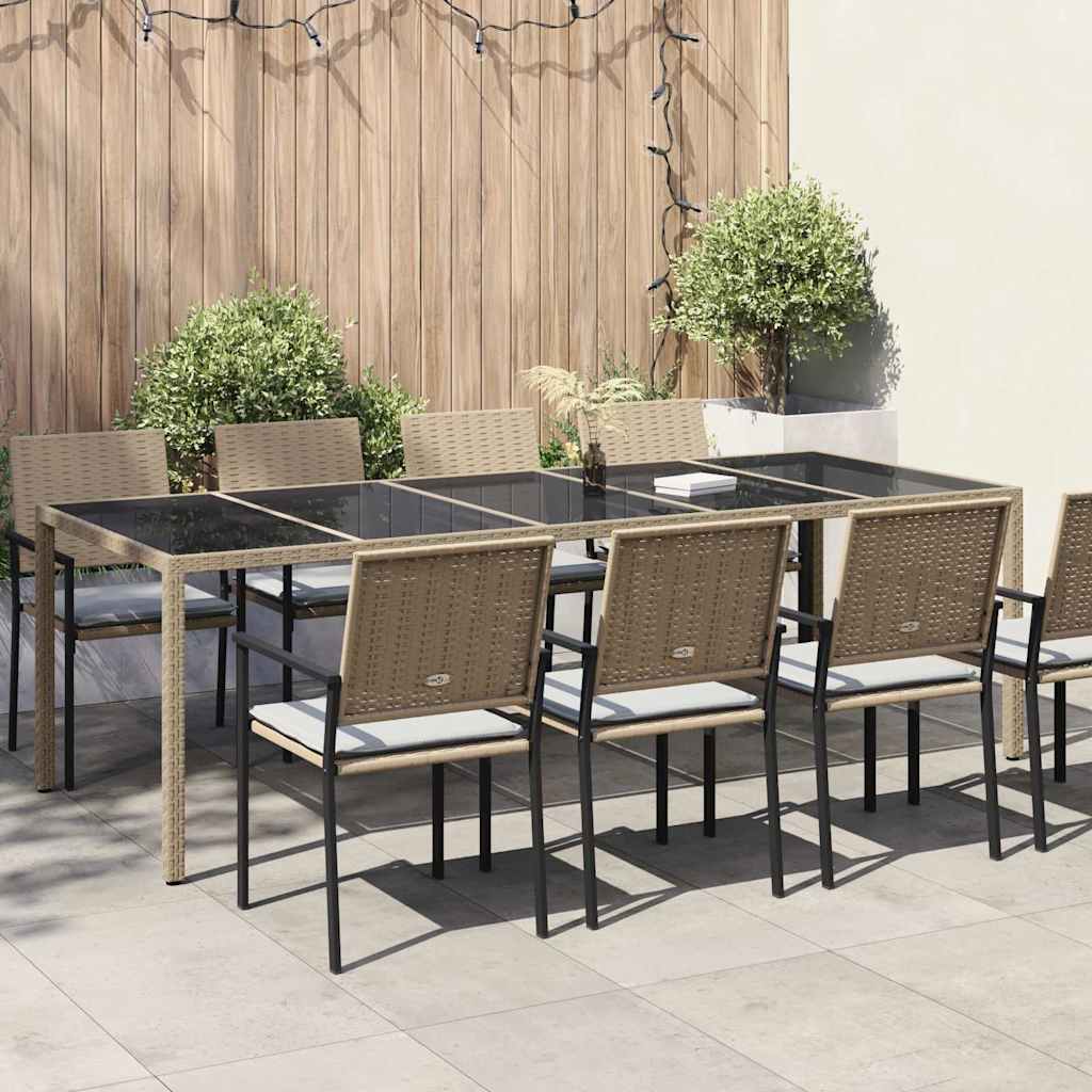 Beiger Poly-Rattan Gartentisch 250 cm