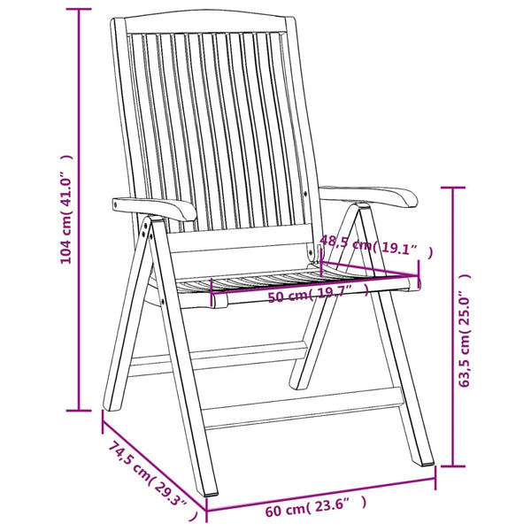 Verstellbare Teak Gartenstühle 2er Set