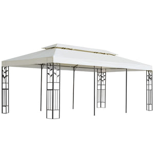 Pavillon 6x3 m mit Doppeldach, Weiß