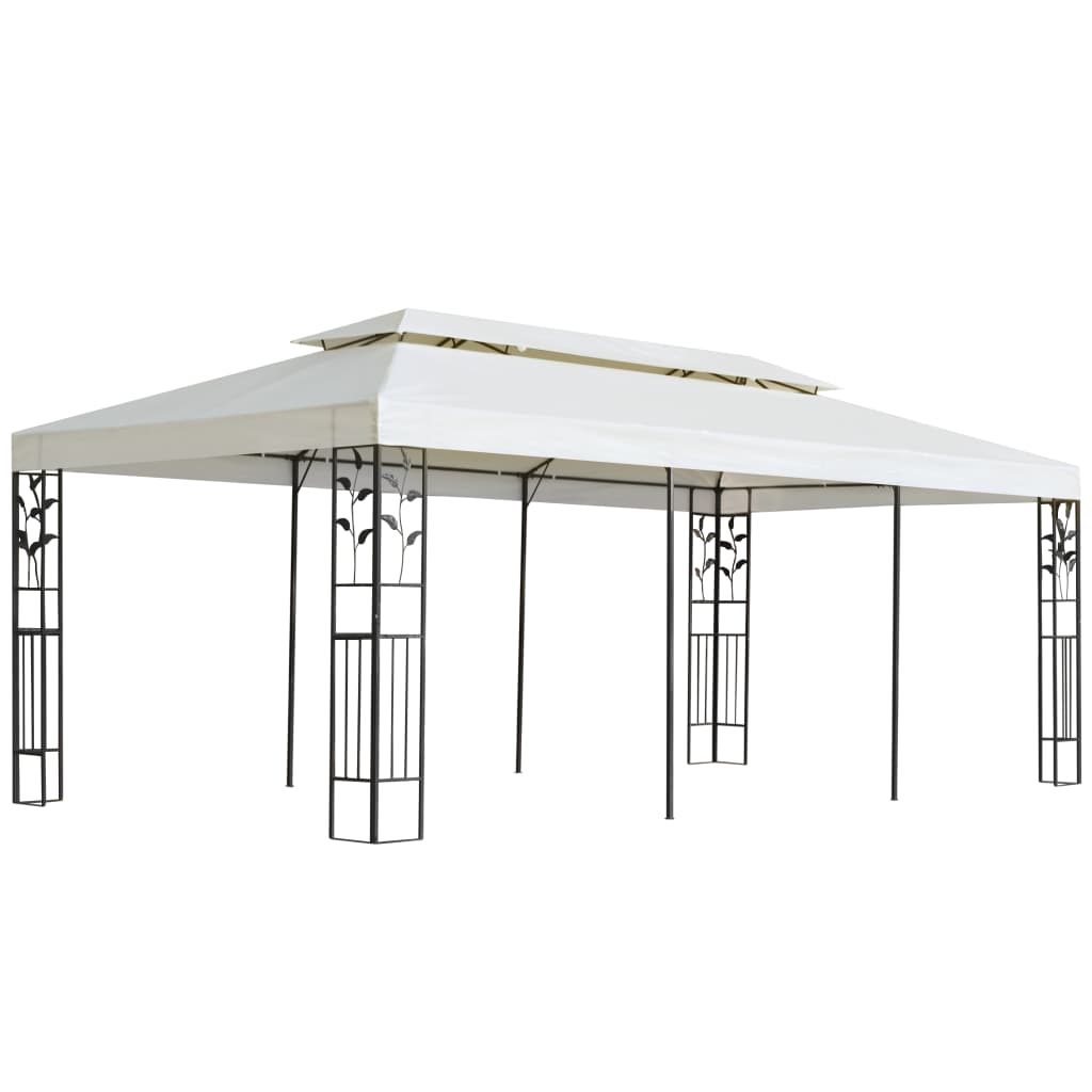 Pavillon 6x3 m mit Doppeldach, Weiß