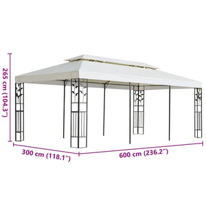 Pavillon 6x3 m mit Doppeldach, Weiß