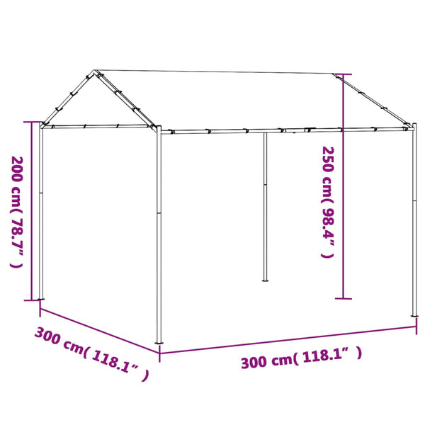 Anthrazit Gartenpavillon 3x3 m