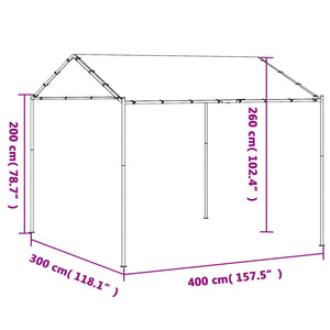 Weißer Pavillon 4x4 m Stahl & Polyester