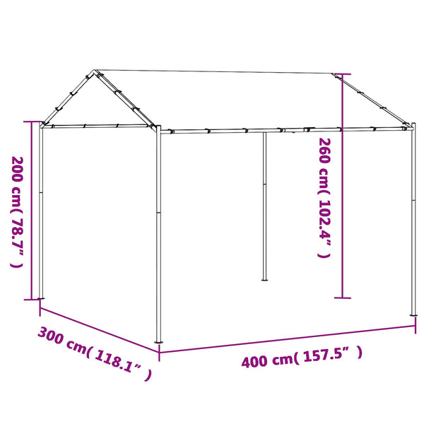 Weißer Pavillon 4x4 m Stahl & Polyester
