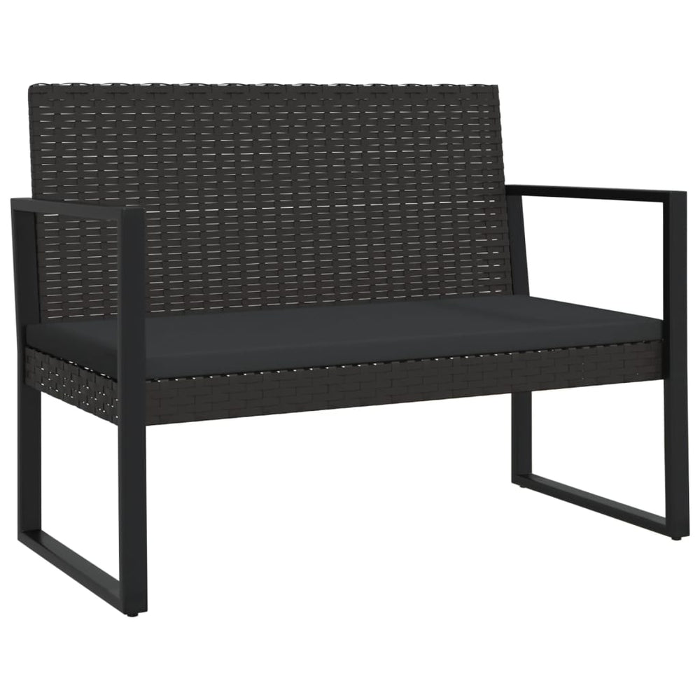 Gartenbank Schwarz mit Kissen 106 cm