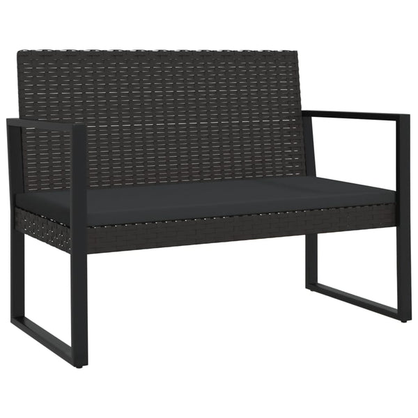 Gartenbank Schwarz mit Kissen 106 cm