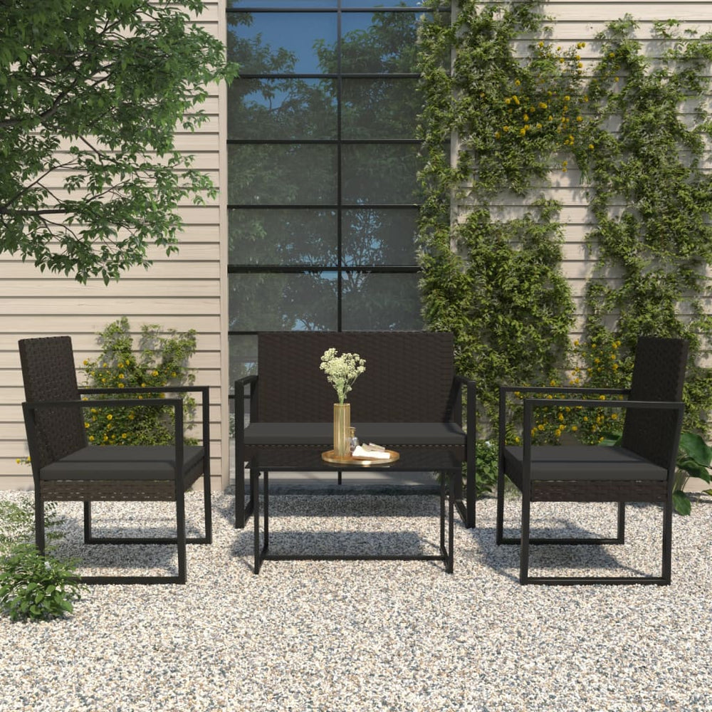 Gartenbank Schwarz mit Kissen 106 cm