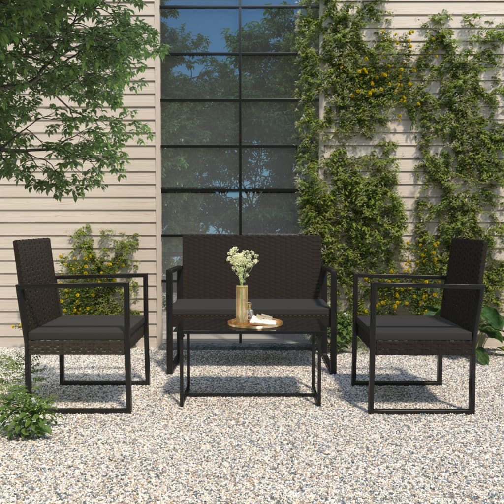 Gartenbank Schwarz mit Kissen 106 cm