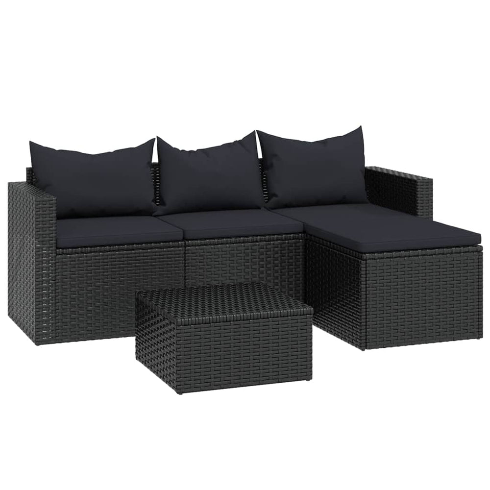 Schwarzes Poly Rattan Garten Lounge Set
