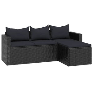 Schwarzes Poly Rattan Garten Lounge Set