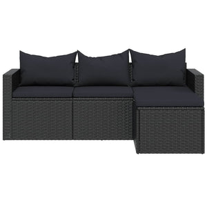 Schwarzes Poly Rattan Garten Lounge Set