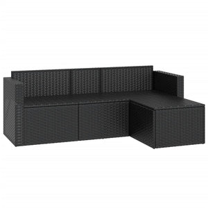 Schwarzes Poly Rattan Garten Lounge Set