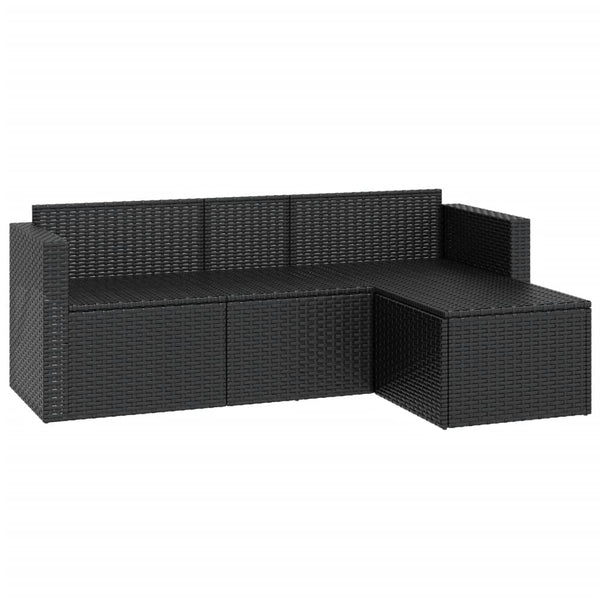 Schwarzes Poly Rattan Garten Lounge Set
