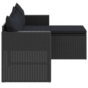 Schwarzes Poly Rattan Garten Lounge Set