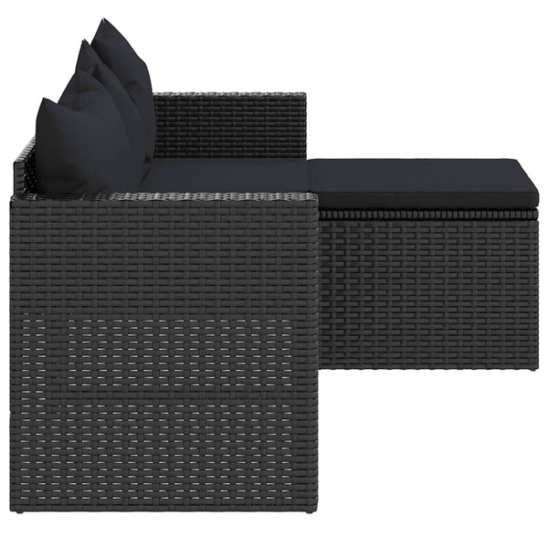 Schwarzes Poly Rattan Garten Lounge Set