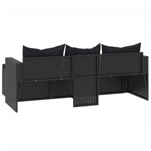 Schwarzes Poly Rattan Garten Lounge Set