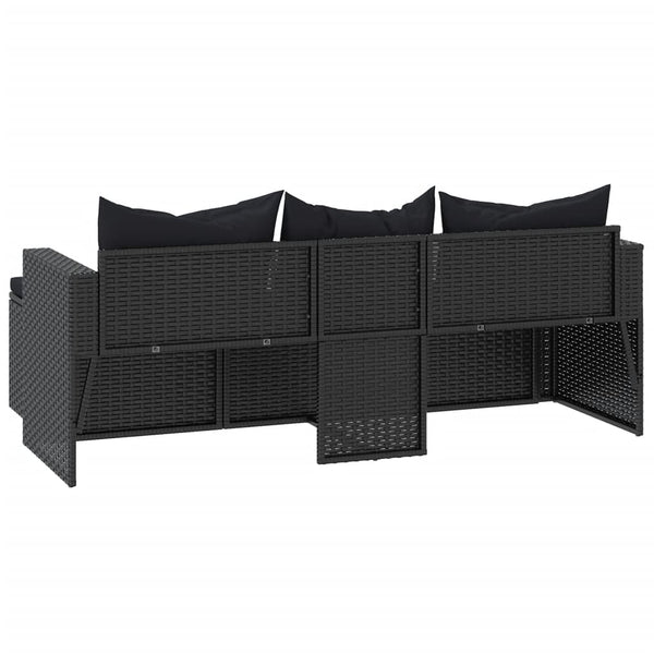 Schwarzes Poly Rattan Garten Lounge Set