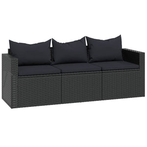 Schwarzes Poly Rattan Garten Lounge Set