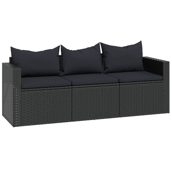 Schwarzes Poly Rattan Garten Lounge Set