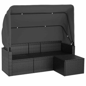 3-Sitzer Gartensofa mit Dach & Hocker