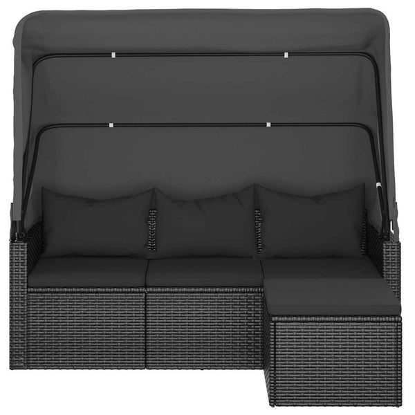3-Sitzer Gartensofa mit Dach & Hocker