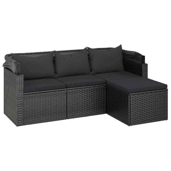 3-Sitzer Gartensofa mit Dach & Hocker