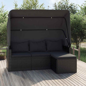 3-Sitzer Gartensofa mit Dach & Hocker