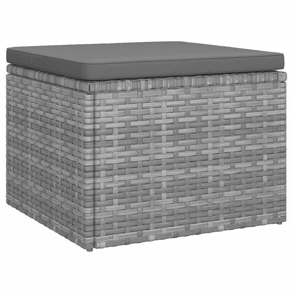 Gartensofa mit Dach & Hocker, Grau Rattan