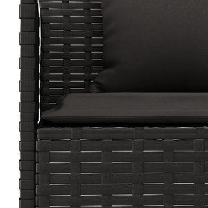 L-Form Gartensofa mit Kissen, Schwarz Rattan