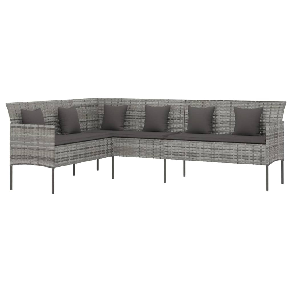 L-Form Gartensofa Grau mit Kissen