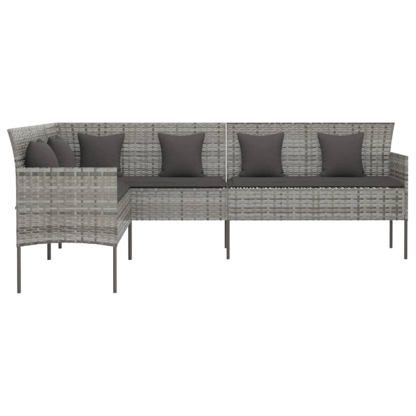 L-Form Gartensofa Grau mit Kissen
