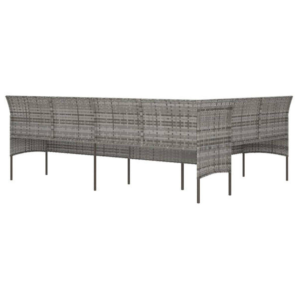 L-Form Gartensofa Grau mit Kissen