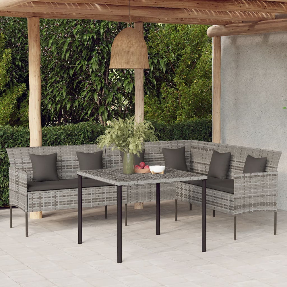L-Form Gartensofa Grau mit Kissen