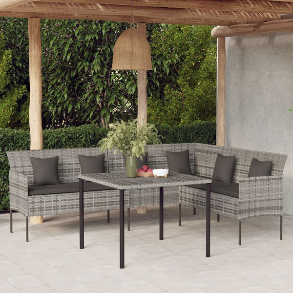 L-Form Gartensofa Grau mit Kissen
