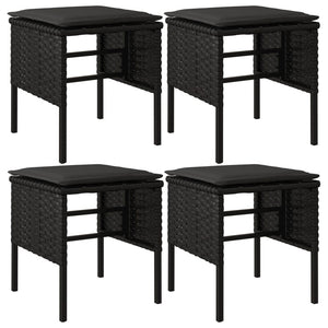 Gartenhocker mit Kissen, 4er Set, Schwarz