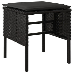Gartenhocker mit Kissen, 4er Set, Schwarz