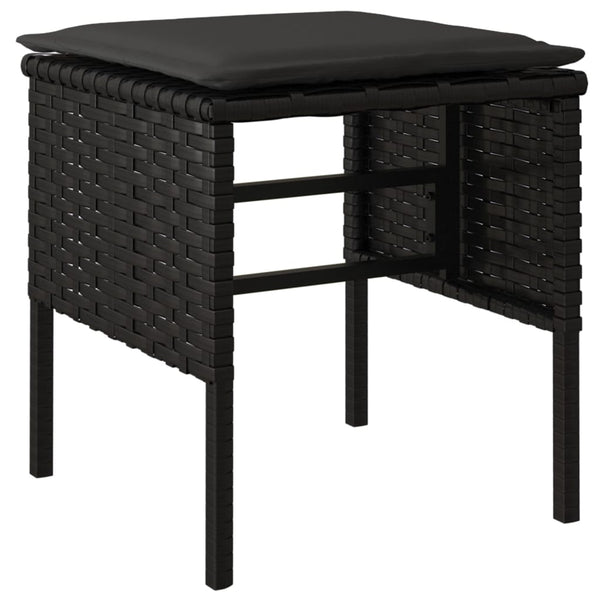 Gartenhocker mit Kissen, 4er Set, Schwarz