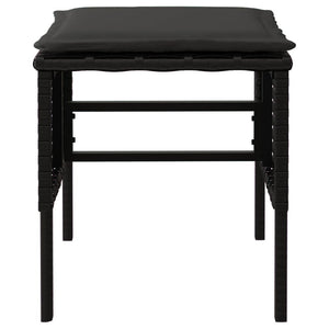 Gartenhocker mit Kissen, 4er Set, Schwarz