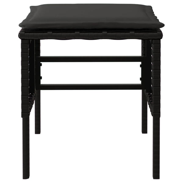 Gartenhocker mit Kissen, 4er Set, Schwarz